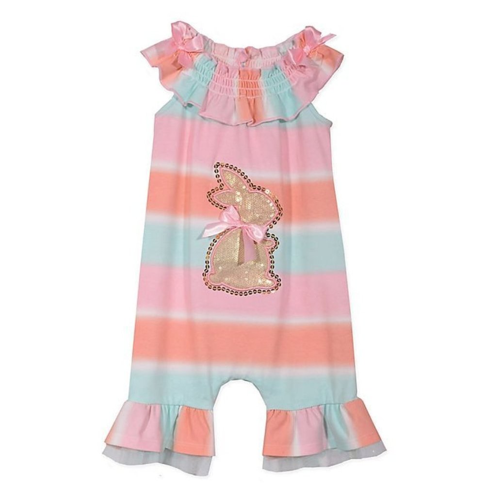 Bonnie Baby Bunny Romper in Peach 0-3 mos easter